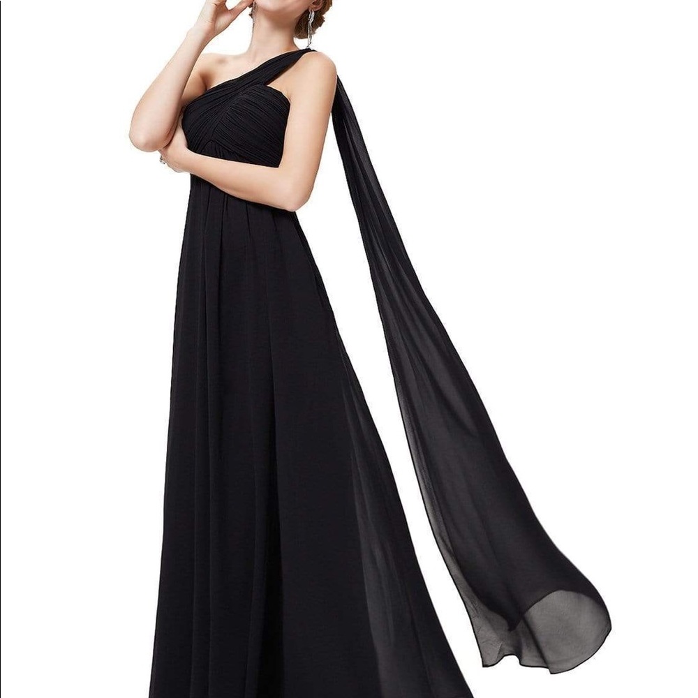 Formal Wedding Bridesmaid Award Ever Pretty Black Gown long Dress - Picture 7 of 8